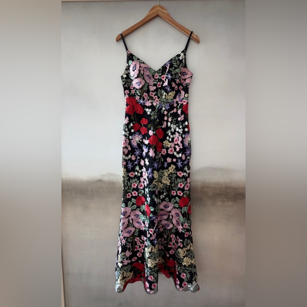 Mac Duggal Black Floral Maxi Dress